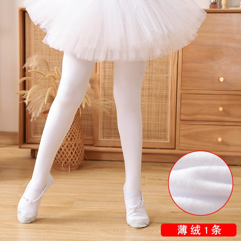 Loquat Children'S Dance Socks White Velvet Padded Girls Dance Practice Special Pantyhose Stockings Leggings - Image 1